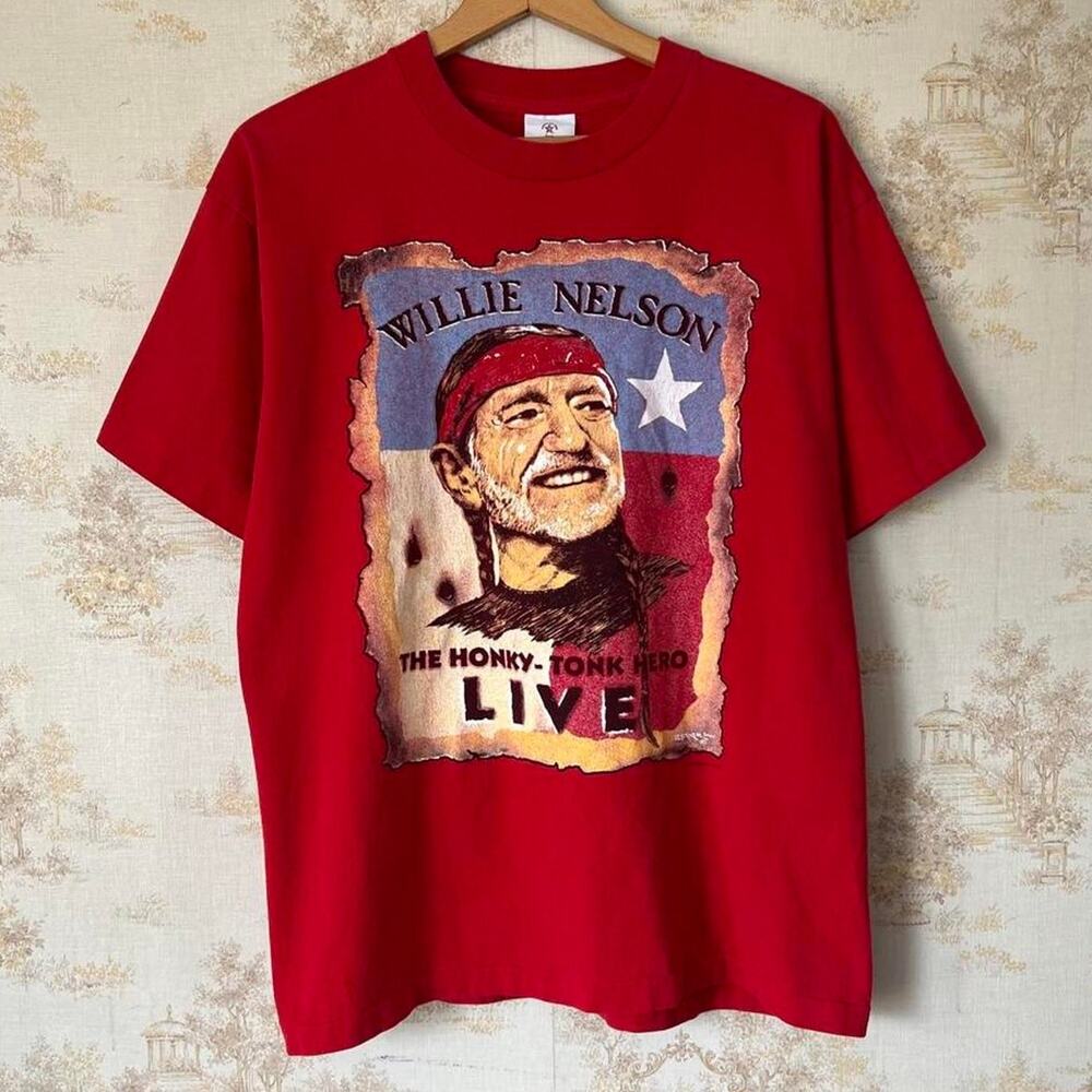 Vintage 00s Willie Nelson Tee | Honky Tonk Hero | Size L
